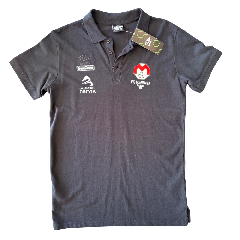 NWT Umbro FK Mjolner Narvik‎ Soccer Polo Mens M Shirt Black Norwegian Football